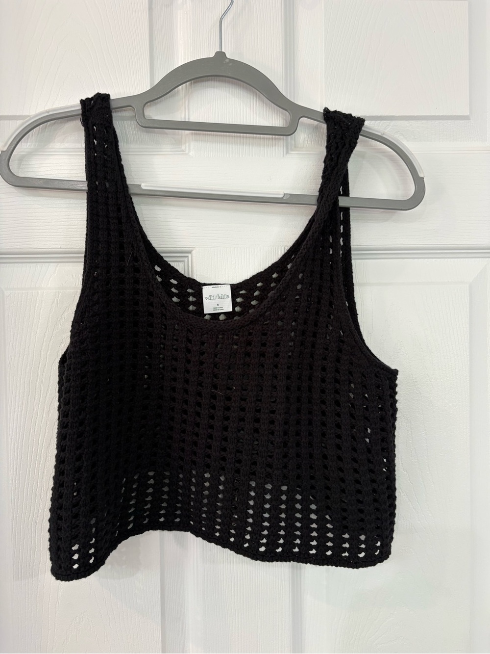 Wild Fable layering Crochet Crop Tank Top - Black